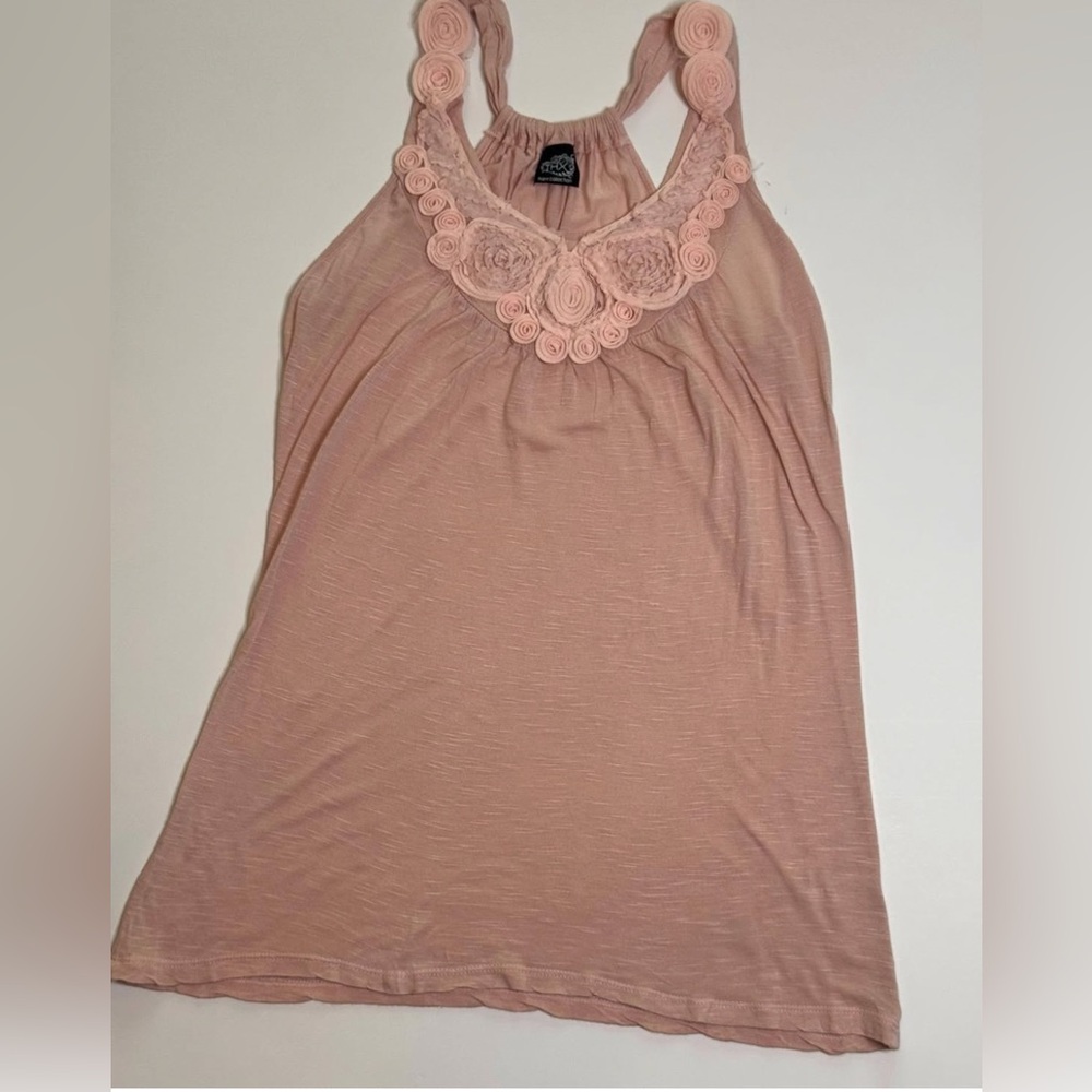 THX Thank Collection Pink Rosette Tank